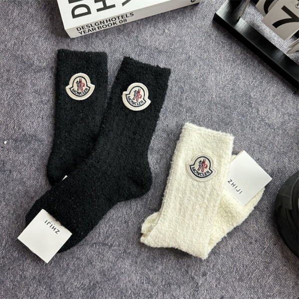 モンクレールmonclerもこもこ靴下ルームソックス レディース メンズ厚手 2足セット 靴下 くつ下 フットウエア 室内履き 暖かい あったか冬用 ブランドコピー靴下 お得