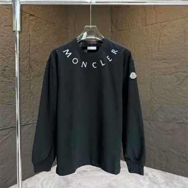 Moncler モンクレールティーシャツ インナー激安メンズレディースペアお揃いカットソー 裏起毛 裏起毛なし 無地 黒白長袖 Tシャツ ロングロンT カットソー 長袖 シンプル tシャツ 白tシャツ 無地100%綿 トップス キレイめ モード 秋服 冬 ゆったり ストリート カジュアル メンズファッション 