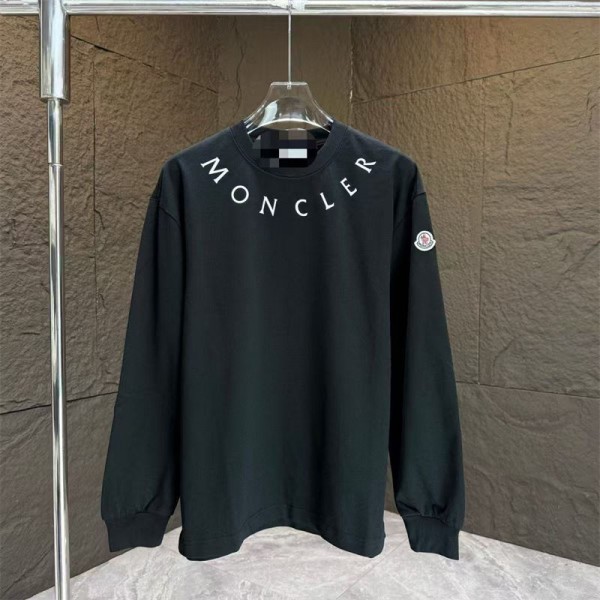 Moncler モンクレールティーシャツ インナー激安メンズレディースペアお揃いカットソー 裏起毛 裏起毛なし 無地 黒白長袖 Tシャツ ロングロンT カットソー 長袖 シンプル tシャツ 白tシャツ 無地100%綿 トップス キレイめ モード 秋服 冬 ゆったり ストリート カジュアル メンズファッション 