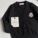 黒moncler子供ニットセーター 子供服 女の子 男の子ニットカーディガン モンクレールアウターブランドキッズ洋服前開き アウター シンプル モンクレールカットソー防寒保温 人気 カジュアル オシャレ秋冬