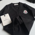 黒moncler子供ニットセーター 子供服 女の子 男の子ニットカーディガン モンクレールアウターブランドキッズ洋服前開き アウター シンプル モンクレールカットソー防寒保温 人気 カジュアル オシャレ秋冬