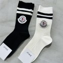 モンクレールレディース 靴下 秋冬 暖かいソックス moncler 女性用黒白2足セット 冷えとり靴下 蒸れない くつ下 socks フットウェア 