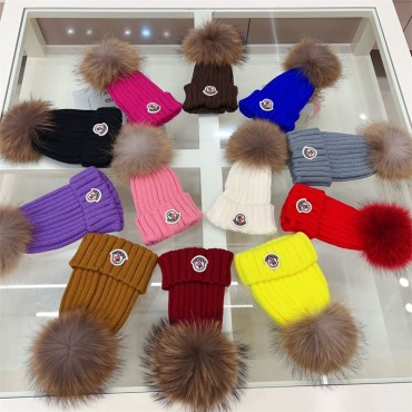 Moncler モンクレールニット帽 キッズ メンズレディース親子 防寒激安コピーブランド冬ふわふわ親子ニット帽レディース帽子ブランド春秋ブランド帽子ハット小顔効果ニットハットブランド保温